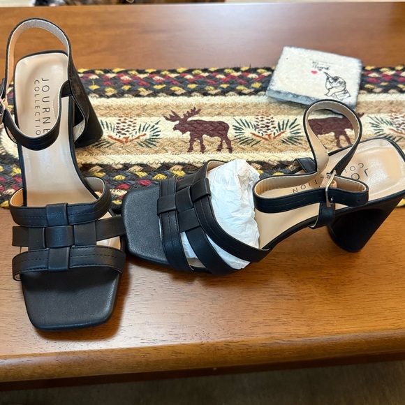 New nib journee collection black heels sandals sz 7 - Picture 3 of 6